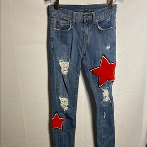 Stylish Blue Jeans with Red Star Accents. By carmar